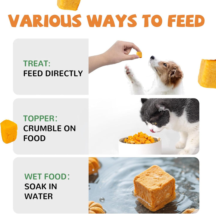 Freeze-Dried Pumpkin Treats for Dogs & Cats – High Fiber, Single Ingredient Natural Snacks for Digestion & Gut Health, Healthy Food Toppers, 1.58 Oz