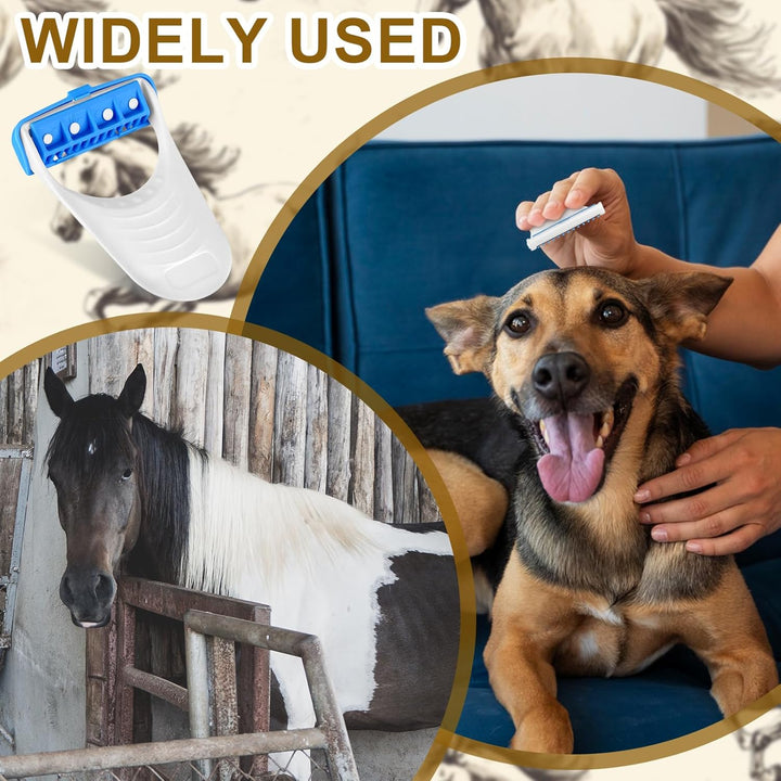 24 Pcs Horse Clippers Horse Grooming Razor Disposable Grooming Razor Horse Trimmer Shaver Kit Fit for Horse Dog, White&Blue