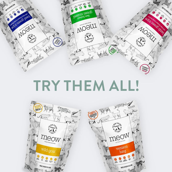 Meow Freeze Dried Cat Treats - New Zealand Green Mussel, High Protein, Healthy Cat Snacks and Toppers, All Natural for All Life Stages, 1.76 Oz