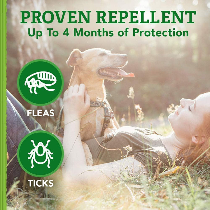 Repellent Flea and Tick Collar for Dogs and Puppies, 4 Month Flea & Tick Treatment for Dogs, Repels Pests with Botanical Oils, Water Resistant, Neck Size up to 20 Inches
