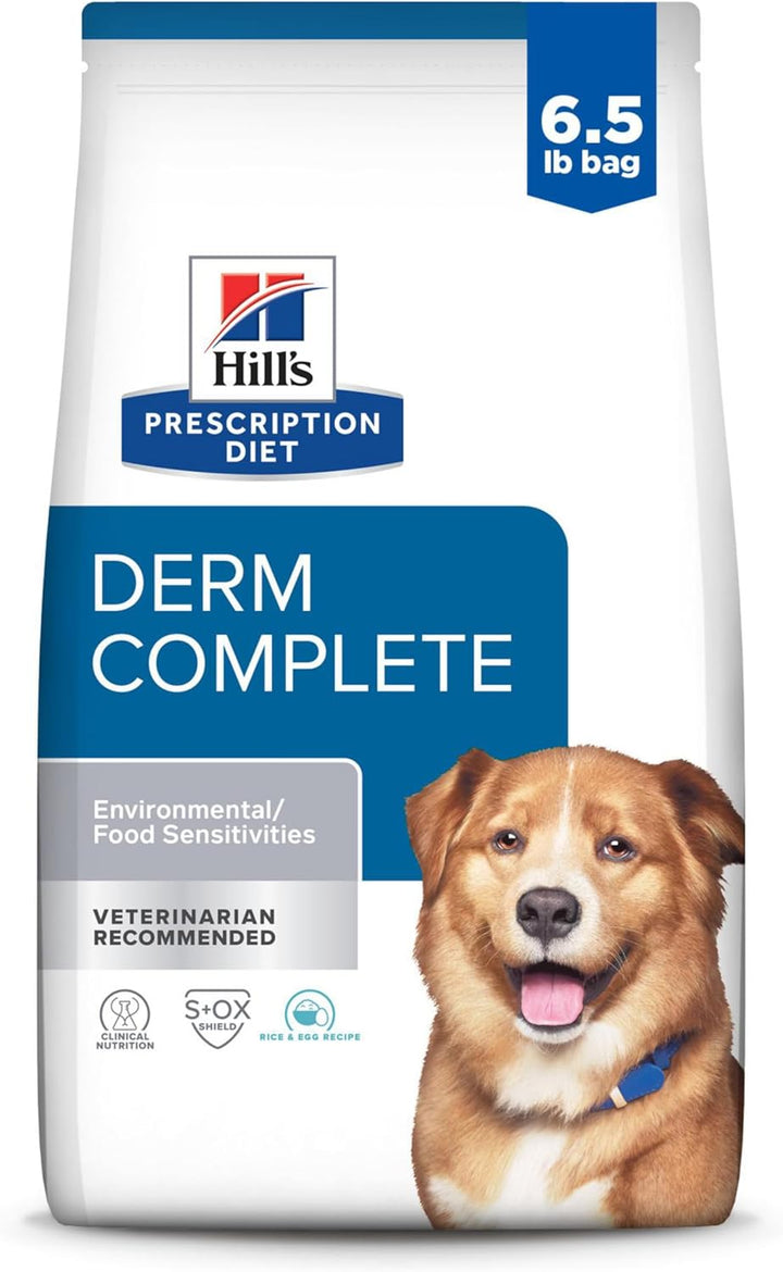 Derm Complete Skin & Food Sensitivities Dry Dog Food, Rice & Egg Recipe, Veterinary Diet, 24 Lb. Bag