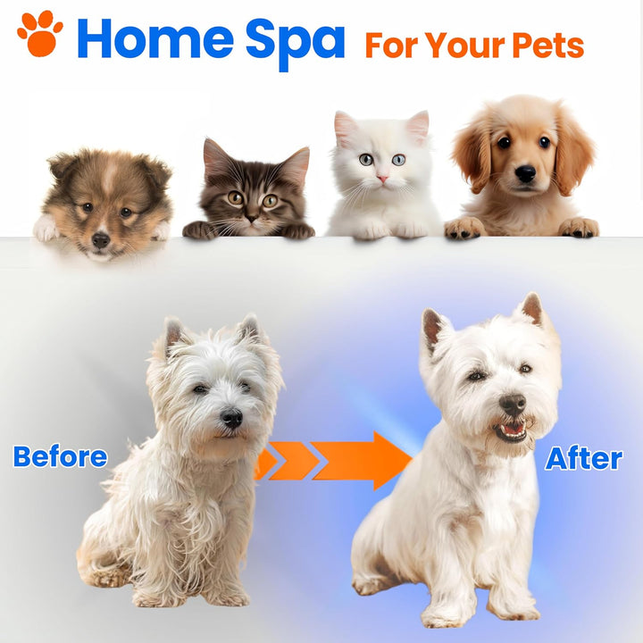 Pet Steam Brush for Cat & Dog - Pets Spray Hair Removal Comb - Cats Indoor Shedding & Grooming Mist Tool - Water Steamer Brushes for Long & Short Haired Dogs - Spritz Defur Comb (White Pro)