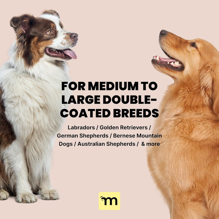 Dog Brush for Shedding - Large, Blue, 2-In-1 - Deshedding Dog Grooming Brush & Undercoat Rake with Dematting Comb for Medium to Large Double Coated