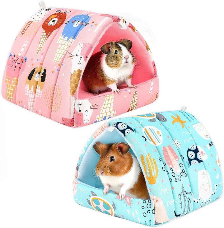 2 Pack Guinea Pig Hideout,Guinea Pig Bed Washable Small Animal House Cage Accessories for Mouse Chinchillas Hamsters Hedgehogs Ferrets Bearded Dragons and Rats