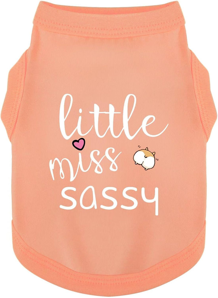Dog Clothes Fashionable Sleeveless Pet Vest: 'Little Miss Sassy' Printed Cotton Dog Shirt, Ideal for Small, Medium, and Large Breeds, Ensuring Comfort and Breathability Rose Red S