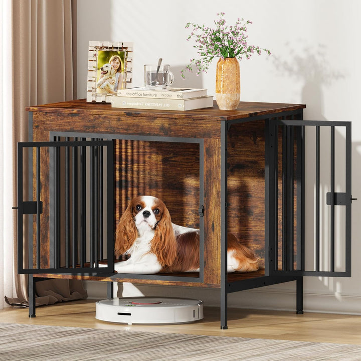 Dog Crate Furniture for 1 or 2 Dogs, Heavy Duty Single/Double Dog Crates for Small/Medium/Large Dogs, Dog Kennel Furniture Indoor as TV Stand, Large Size 78.74" L(35-60 Pounds), Brown