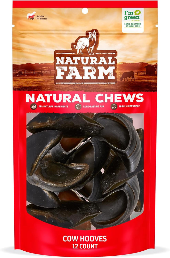 Cow Hooves (6 Pack), Odor-Free, All Natural Sourced from Farm-Raised Beef Hoof Dog Treats, Great Alternative to Bully Sticks or Rawhide, Dental Chew for Small, Medium, Large Breeds
