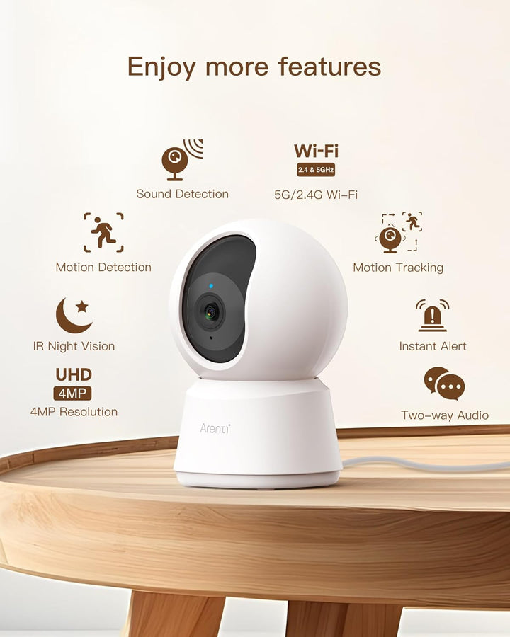 5G Security Camera Indoor, 4MP Pet Camera with Speaker for Dog/Cat, Baby Monitor with Phone App, Dual-Band Wifi, Auto Tracking, Super Night Vision, 2-Way Talk, Cloud & SD Card Storage