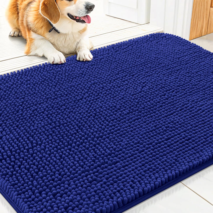 Dog Door Mat for Muddy Paws 30X20, Absorbs Moisture and Dirt Doormat, Non-Slip Washable Quick Dry Chenille Front Door Mat Indoor Entrance, Entryway Carpet for inside Floor, Grey