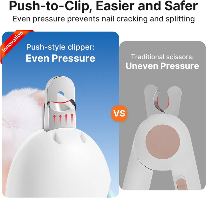 Cat Nail Clipper with Adjustable 3-Size Trimming Hole & Hidden Nail File | Safe Toenail Trimmer for Kittens & Indoor Cats | Anti-Splash Claw Cutter for Grooming (Blue)