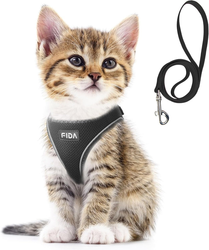 Cat Harness and Leash Set for Walking Kitten and Puppy, Escape Proof Kitten Harness with Breathable Lightweight Soft Mesh, Adjustable Reflective Step-In Design. (XXXS, Green)