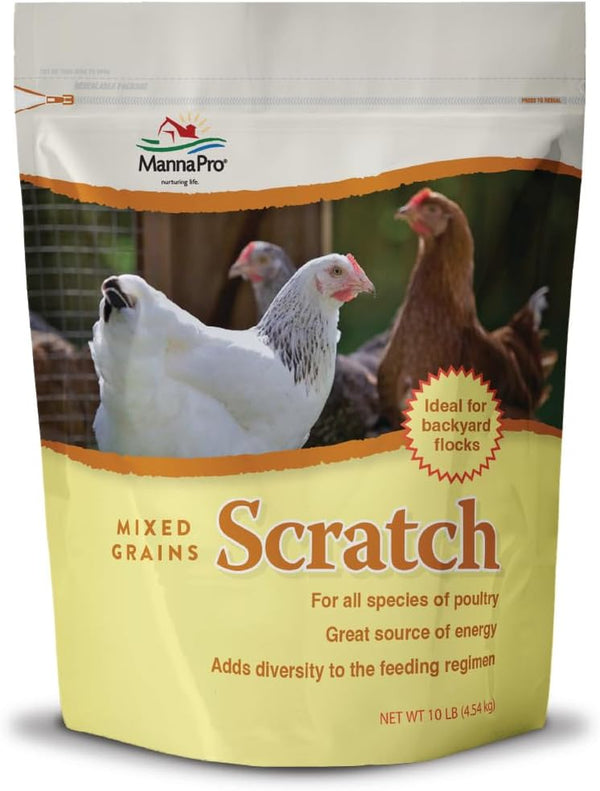 Ultimate Chicken Scratch Feed, Nutrient-Rich Scratch Grain Treat for Chickens and Poultry, Natural Multigrain Blend for Backyard Flocks and Laying Hens, Made in USA, 10 Lb Bag