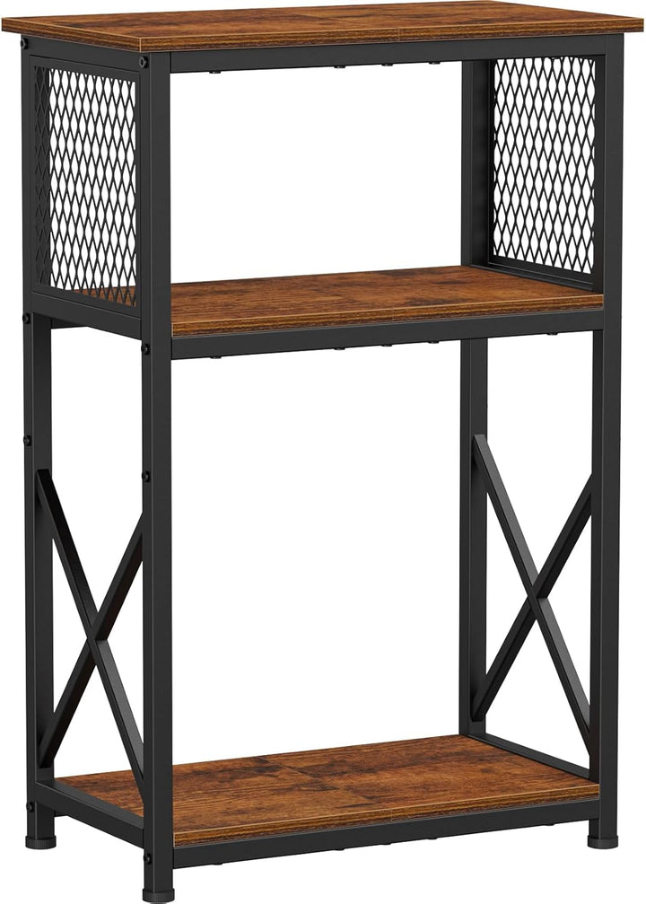 10 Gallon Aquarium Stand with Storage, 3 Tier Heavy Metal Fish Tank Stand Shelf 20.47" X 11.42" X 30.91", Rustic Brown