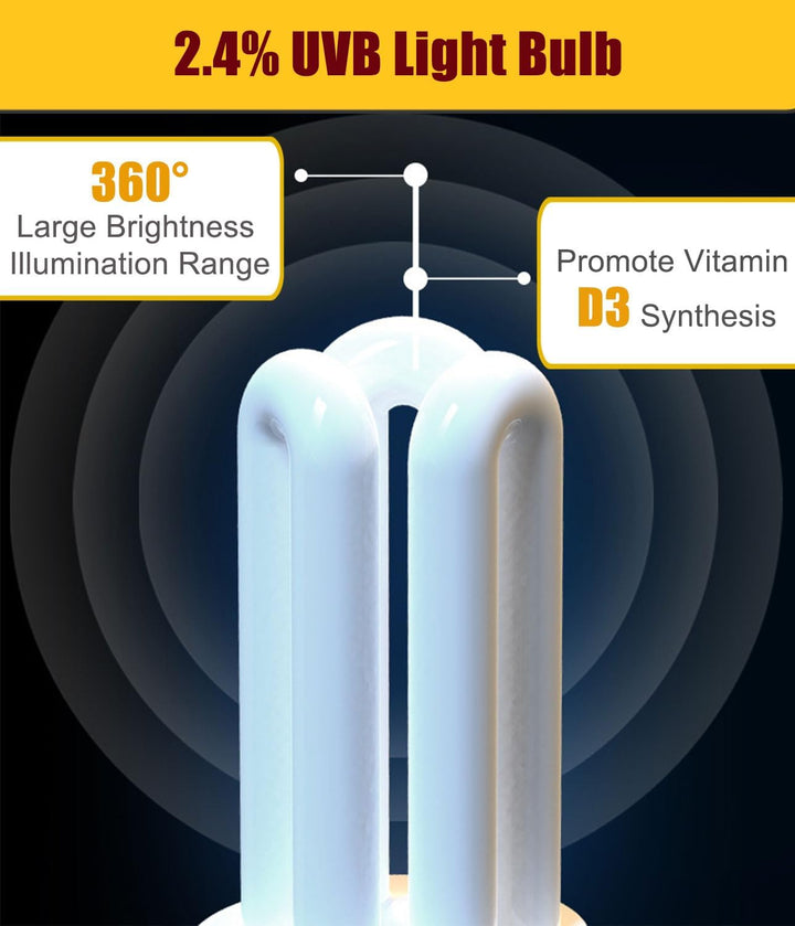 2 Pack E26 UVA UVB Light Bulb for Birds 2.4 UVB 20W Compact Flourescent Lamp for All Kinds Captive Birds, Natural Sunlight Simulation Bird Parrot Light Bulb
