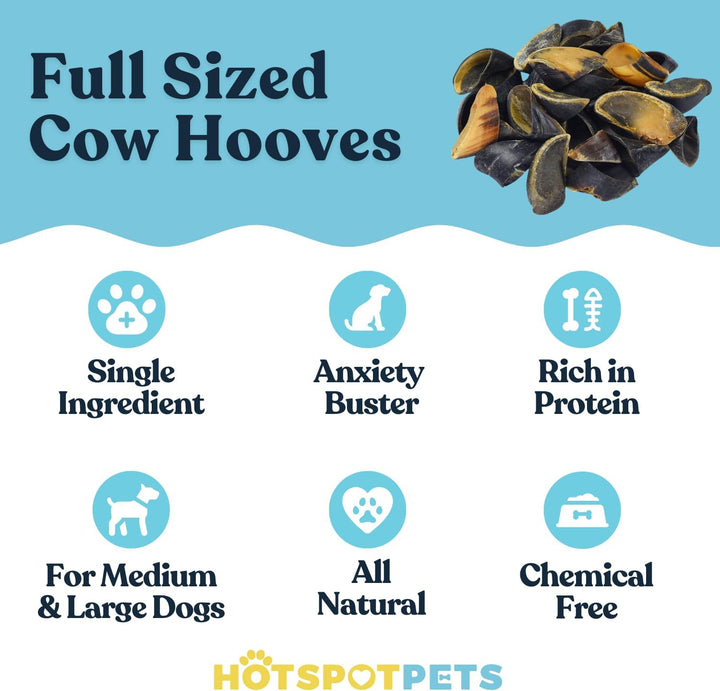Full-Size Cow Hooves for Dogs (25 Pack) | All-Natural Long Lasting Dog Chews | Made from Grass Fed Cattle | Tasty Treat for Oral Hygiene | Fantastic Alternative for Rawhide and Bully Sticks
