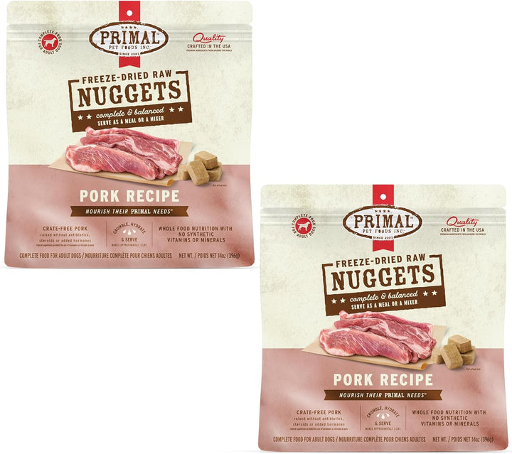 Primal Freeze Dried Dog Food Nuggets, Chicken; Complete Balanced Meal, Topper or Treat; Premium, Healthy, Grain Free, High Protein Raw Dog Food, 14 Oz