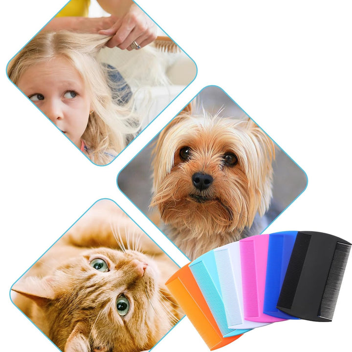 14 Pcs Lice Comb, Flea Comb, Double Sided Dandruff Comb, Cat Comb, Plastic Flea Comb for Cats Fine Teeth Pet Comb for Cat Dog to Keep Skin Healthy and Hair Soft (Multi-Color)