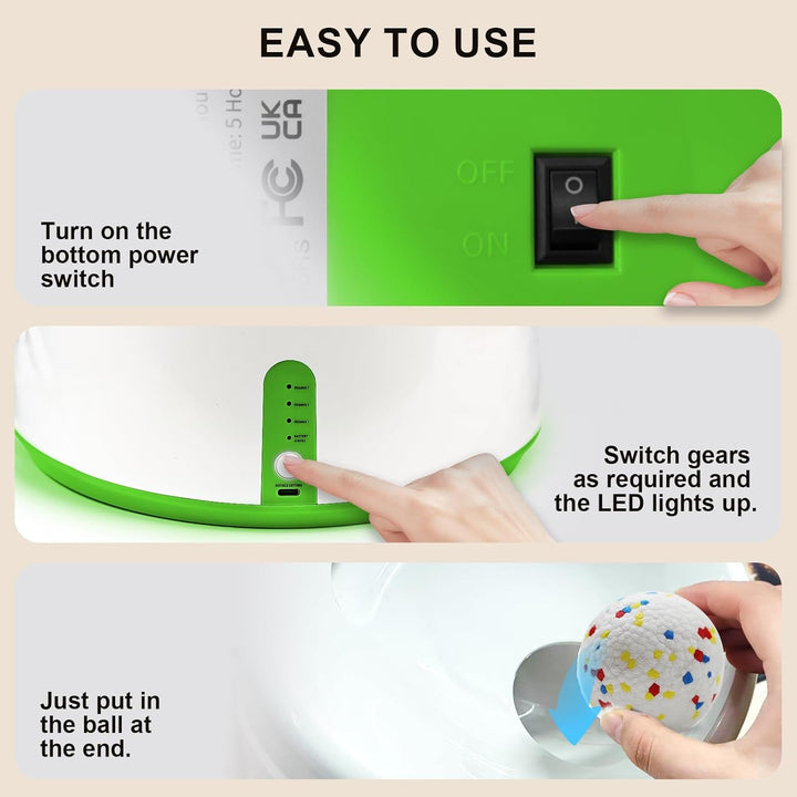 Compact Automatic Ball Launcher for Dogs with Random Mode, 3 Settings to 45FT, Rechargeable Small Dog Ball Thrower with 4 ETPU Tennis Balls for Small Medium Breeds