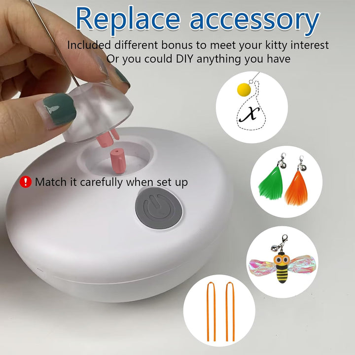 Interactive Cat Toys Cat Exercise Tumbler, Rechargeable Cat Toys for Indoor Cats Spin Butterfly Game Teasing Kitty, Extra Long Feather Wand (P33 Cat Toys)