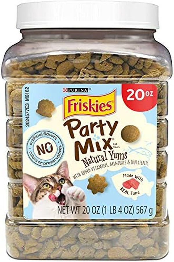 Purina  Natural Cat Treats, Party Mix Natural Yums with Wild Caught Tuna and Added Vitamins, Minerals and Nutrients - 20 Oz. Canister