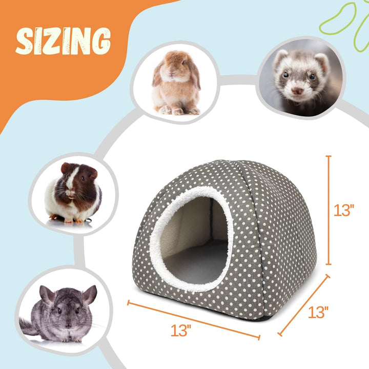 Rabbit Hideout Large Bunny Bed Washable Rabbit House and Hideout Fleece Guinea Pig Hiding Hut for Indoor Bunnies Small Animal Hideaway