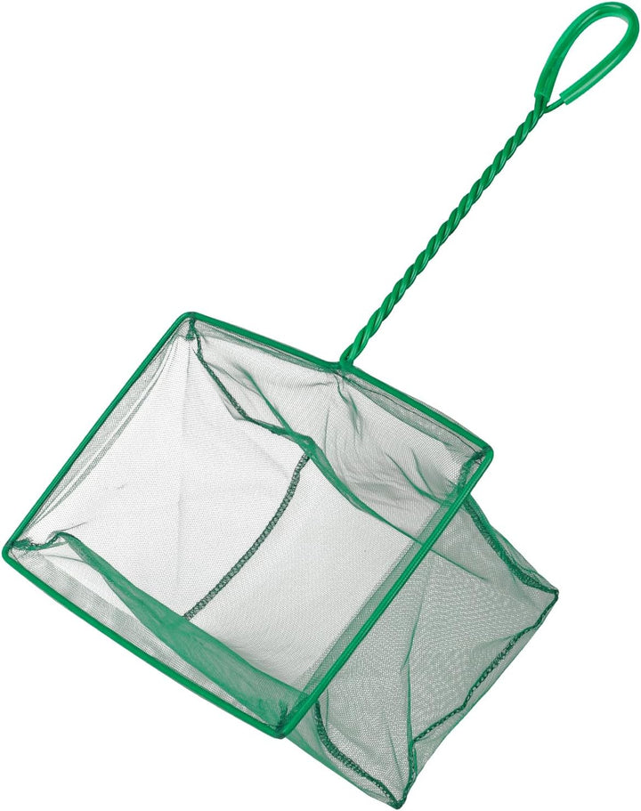 Aquarium Fish Net with Braided Metal Handle Square Net with Soft Fine Mesh Sludge Food Residue Wastes Skimming Cleaning Net for Fish Tanks Small Koi Ponds and Pools