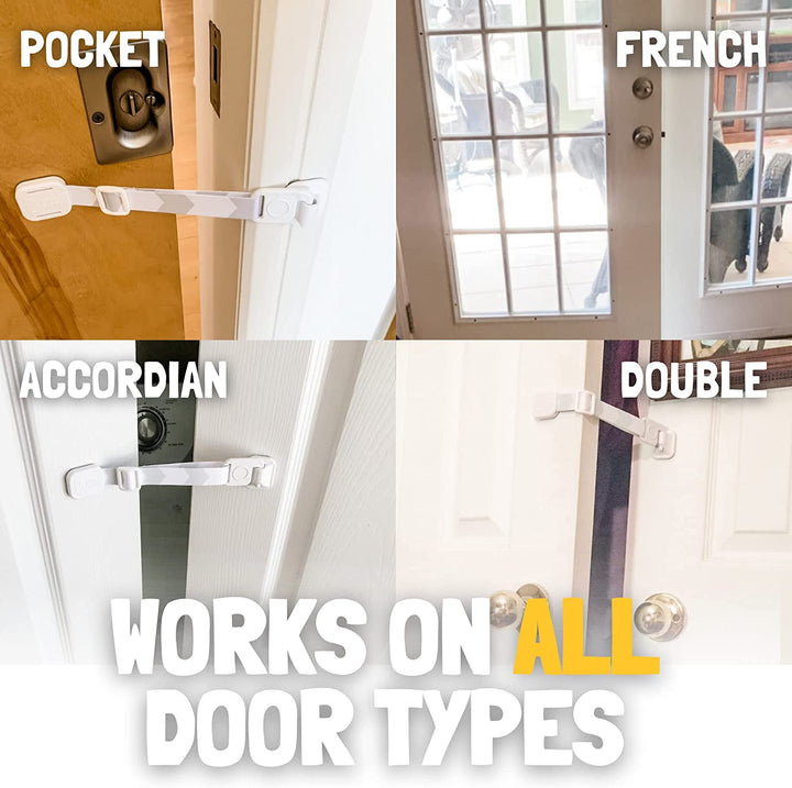 Pet Door Latch for Cats - Grey. Adjustable Cat Door Strap. Dog Proof Litter Box & Feeding Station without Pet Gate. Most Customizable Cat Door Holder for Interior Door.