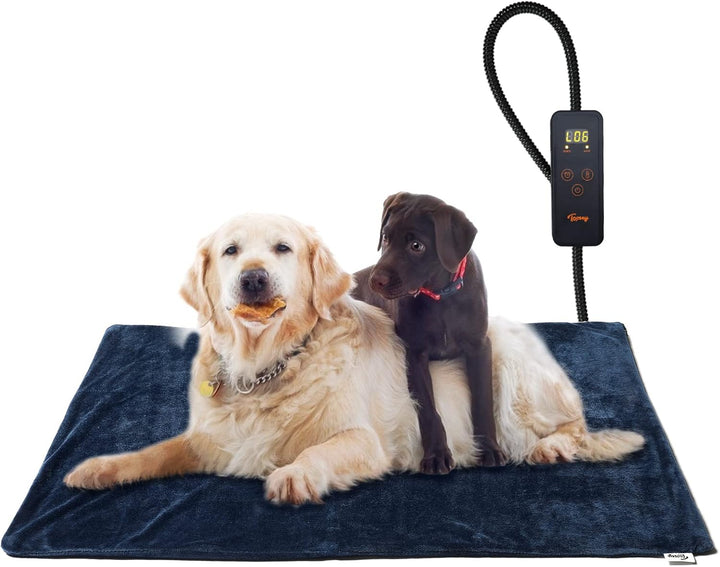 Small Pet Heating Pad, 6 Adjustable Temperature Dog Cat Heating Pad with Timer, Waterproof Heated Cat Bed with Chew Resistant Cord, Indoor Electric Pet Heated Mat 18X16In