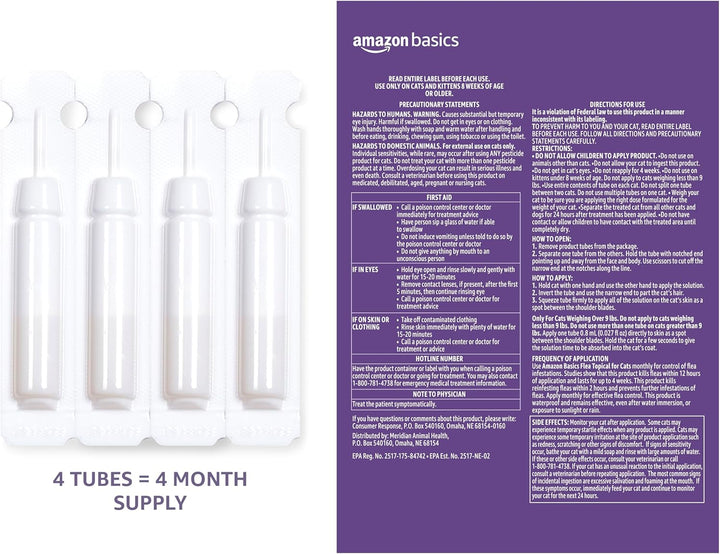 Topical Flea Treatment for Large Cats (Over 9 Pounds), 4 Count (Previously Solimo)