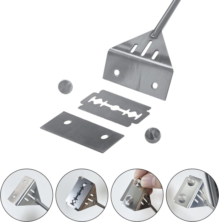 Algae Scraper for Glass Aquariums, 25.6" Fish Tank Cleaner, Stainless Steel Algae Scraper for Fish Tank with 10 Blades, Aquarium Glass Cleaning Tools, Cleaning Accessories