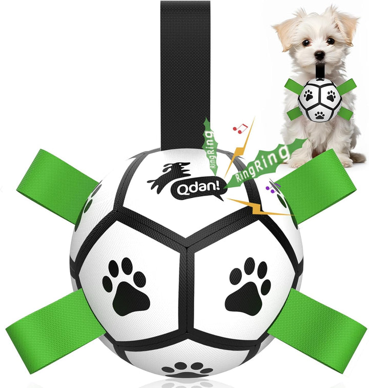 Premium Dog Toys Balls, Dog Soccer Ball with Straps, Dog Birthday Gifts, Herding Ball, Durable Balls for Small Medium Pet, Puppy Outdoor Toy, Pet Training Soccer Ball, World Cup Soccer (6 Inch)