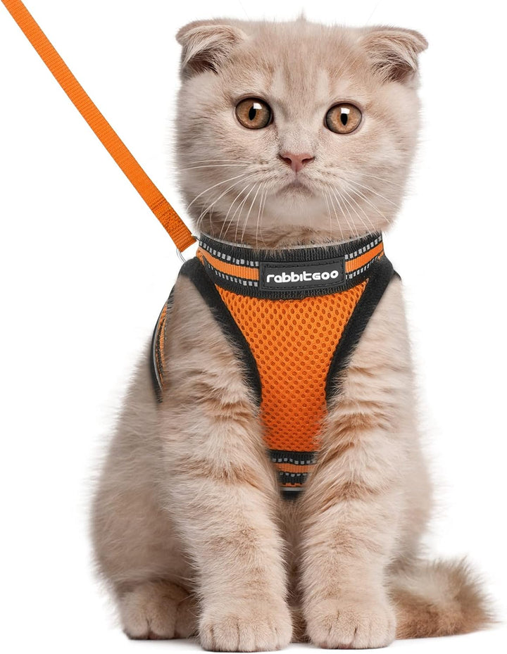 Cat Harness and Leash Set for Walking Escape Proof, Adjustable Soft Kittens Vest with Reflective Strip for Cats, Comfortable Outdoor Vest, Light Purple, S