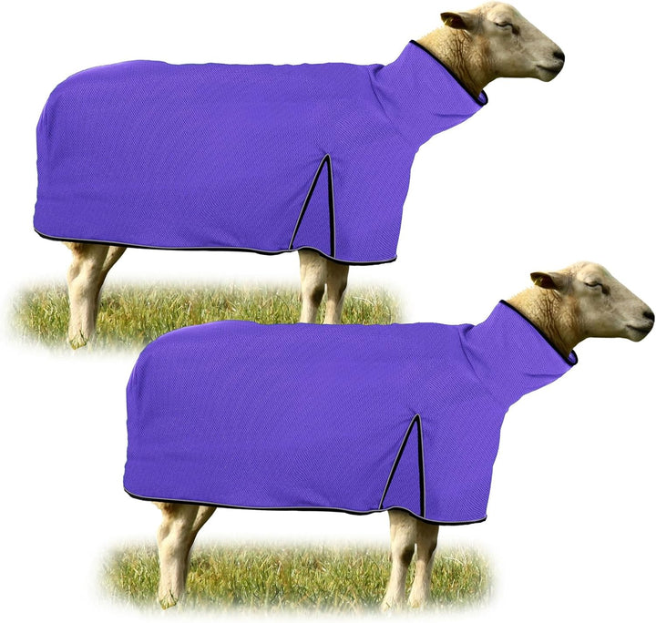 2 Pcs Sheep Blanket Mesh Medium Goat Blanket with Mesh Butt and Adjustable Belly Strap Fits Lambs 110-140 Lbs for Show Lambs, Offers Effective Protection from Fly Bites (Blue, Purple)