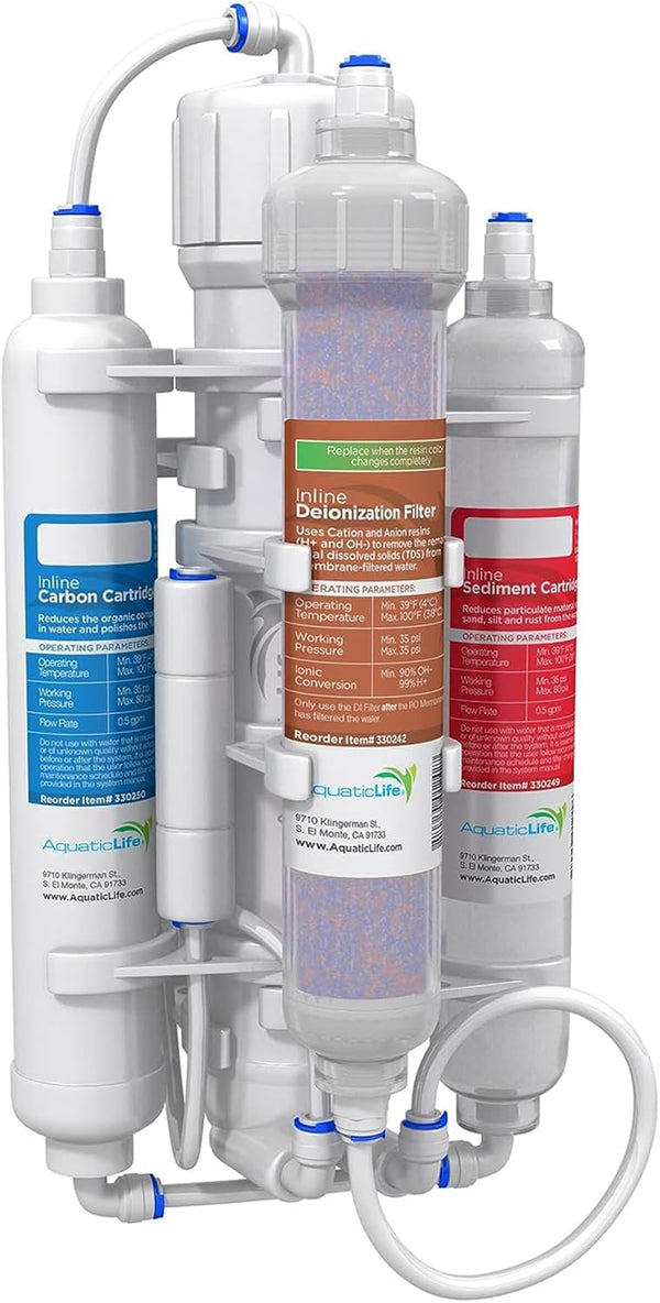 RO Buddie 4-Stage Reverse Osmosis Deionization Water Filter System RO/DI Filtration Units for Aquarium, 50 GPD