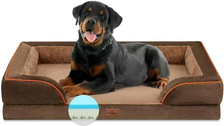 Orthopedic Dog Bed for Extra Large Dogs 42X30 Inch, Waterproof Supportive Egg Crate Foam XL Pet Bed with Removable Bolsters, Dog Couch with Washable Cover & Non-Slip Bottom, Grey