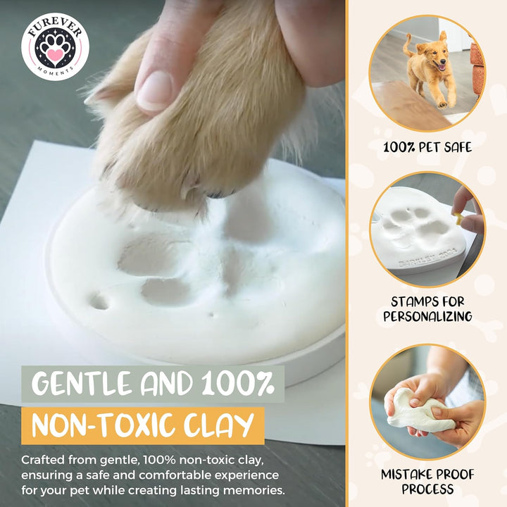Pet Paw Print Impression Kit Makes (2) Dog Keepsake Ornaments, Inkless Paw Print Kit for Dogs (And Cats!) - Dog Paw Print Kit Keepsake, New Puppy Gift, Pawprint Keepsake Kit W/Paints & Name Stamps!