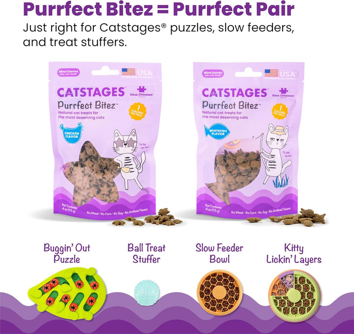 by Nina Ottosson Buggin Out Puzzle & Play – Interactive Treat Puzzle Feeder for Cats, 16 Hidden Treat Compartments Slow Feeder, Durable & Easy-Clean, 13 Inches, Green