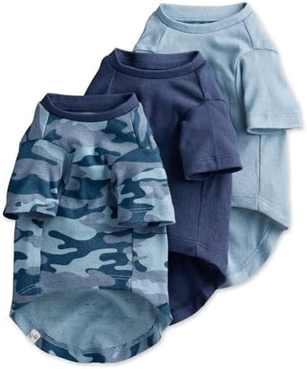 Toby II - the Perfect Tee, 3 Pack Short Sleeve Pet T-Shirt 100% Organic Cotton Tees Clothes for Small, Medium, Large Dogs​​, Navy Camo, Medium