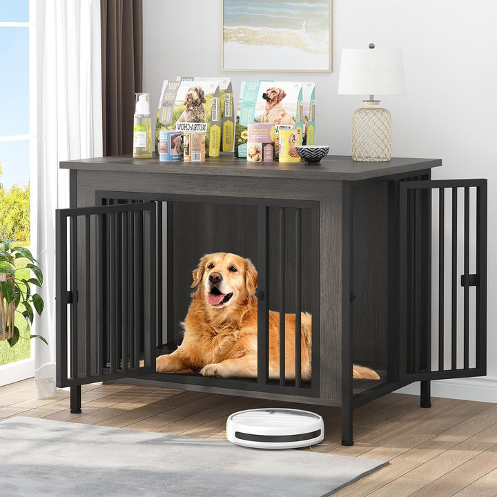 Dog Crate Furniture for 1 or 2 Dogs, Heavy Duty Single/Double Dog Crates for Small/Medium/Large Dogs, Dog Kennel Furniture Indoor as TV Stand, Large Size 78.74" L(35-60 Pounds), Brown