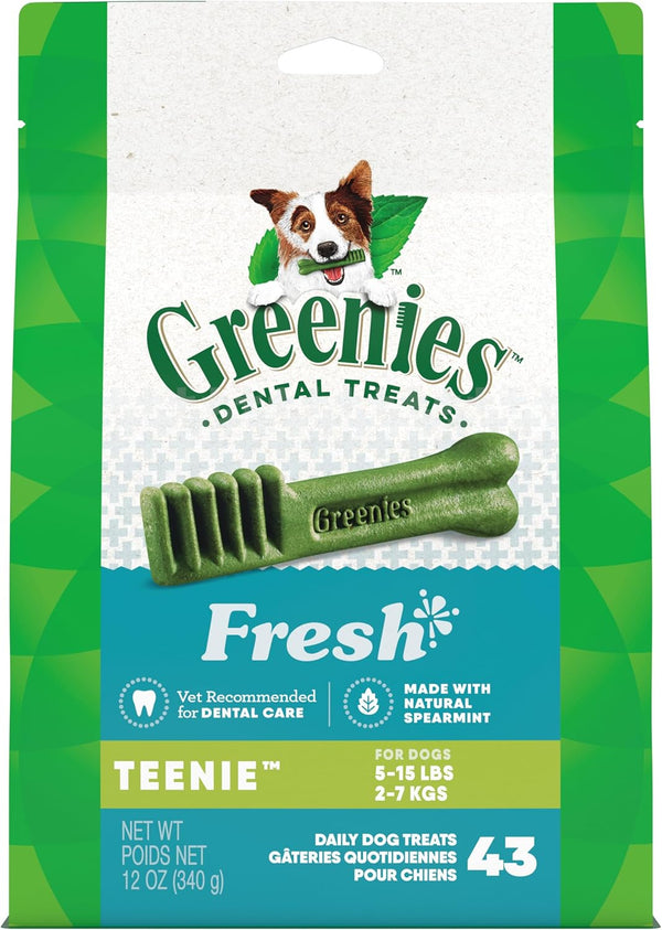 Teenie Dental Dog Treats, Mint Fresh Flavor, 12 Oz. Pack (43 Treats)
