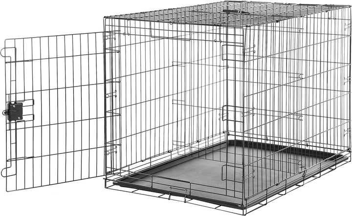Durable, Foldable Metal Wire Dog Crate with Tray, Double Door, 36 X 23 X 25 In, Black