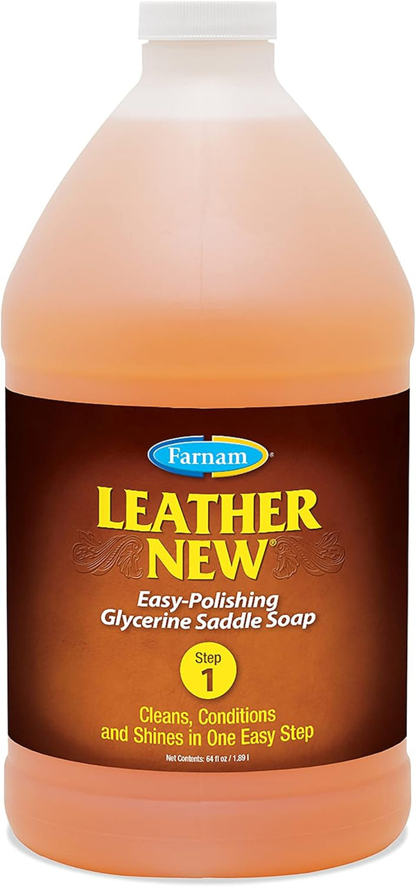 Leather New Easy-Polishing Glycerine Saddle Soap and Leather Saddle Cleaner, Protects and Preserves Leather, Cleans, Conditions and Polishes, 64 Oz.