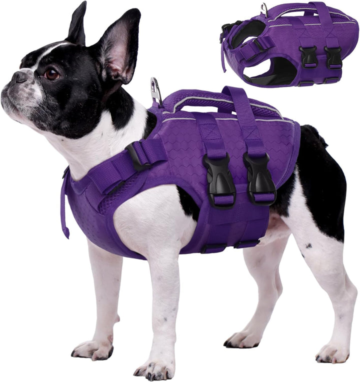 Dog Life Jacket High Flotation, Reflective Dogs Life Vest for Swimming Boating, Adjustable Small Medium Large Dog Lifejacket, Lightweight Dogs Life Preserver Rescue Handle Spring Summer Pool