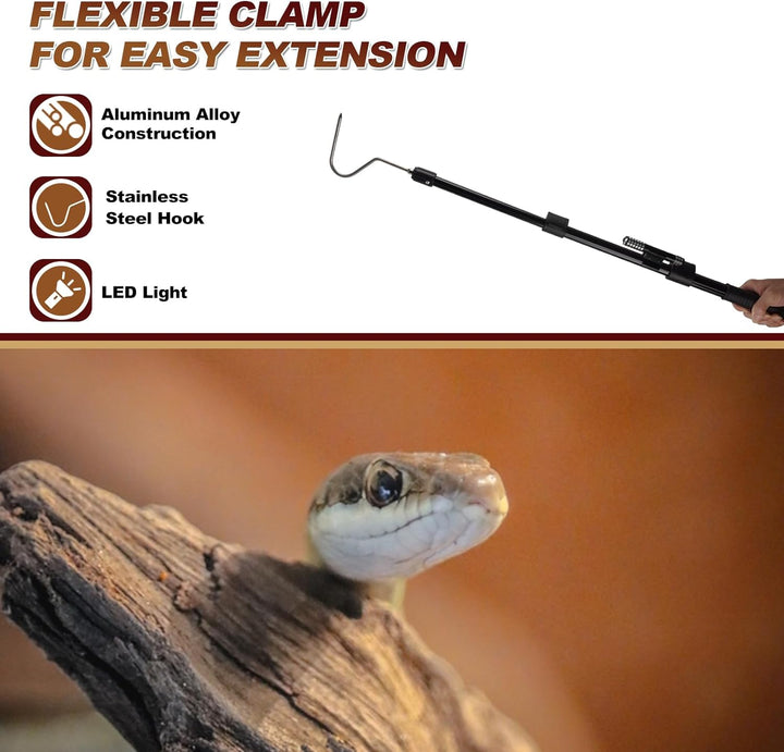 Snake Catcher Hook Stick Tongs Catch Grabber Catching Handling Tool Picker Long Pole Kit for Rattlesnake, Copperhead Snake, Ball Python, Rattle, Cobra, Corn, Rosy Boas and Reptile Removal Trap