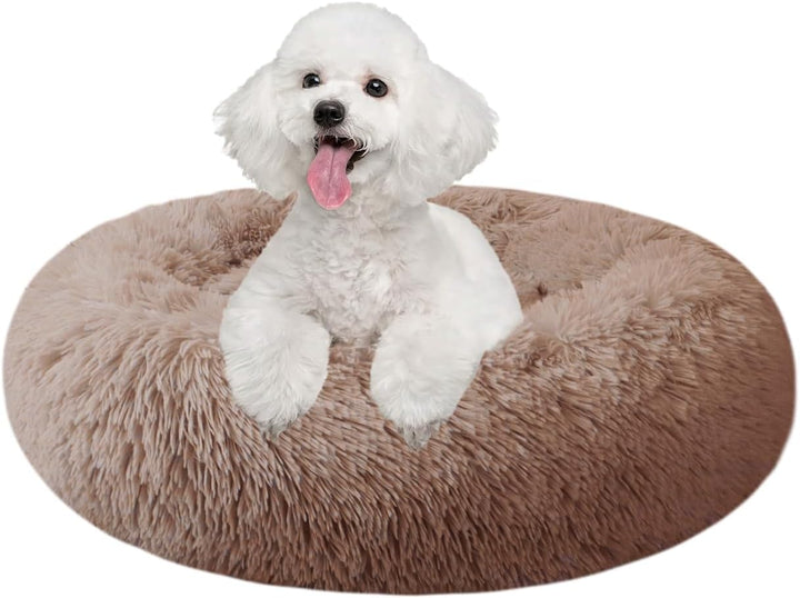 Dog Bed for Small Medium Large Dogs Cats, 20 Inch Calming Washable-Round Cozy Soft Pet Bed for Puppy and Kitten with Slip-Resistant Bottom