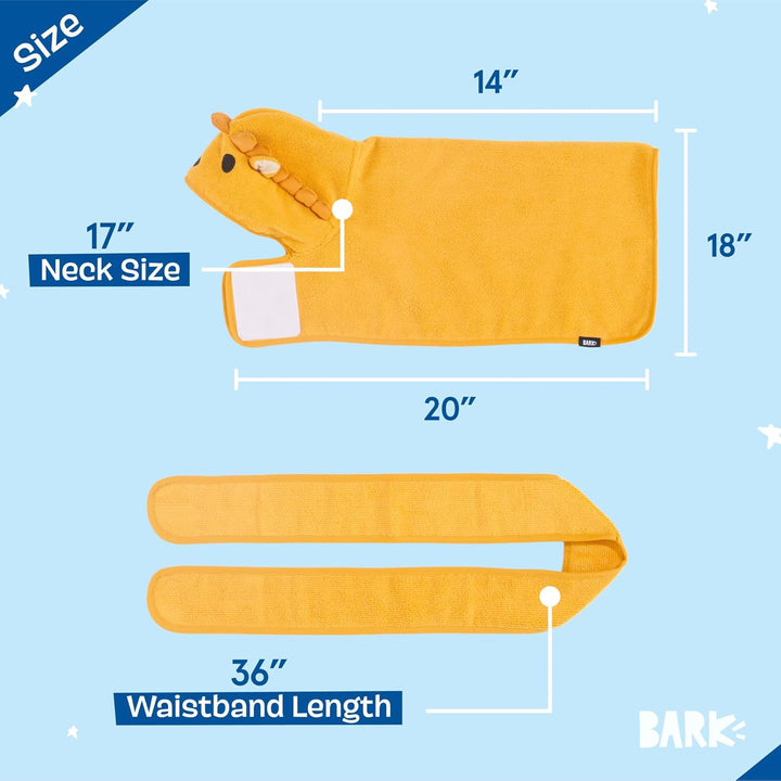 Dog Bathrobe Fast Drying with Hook and Loop Closure & Wrap Tie Snuggle, Cute Dogs Clothes, Easy to Clean, Machine Washable, Dog Coats and Tumble Dry Low - Lion, Small