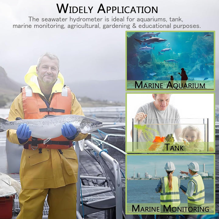 Seawater Salinity Refractometer, Automatic Temperature Compensation Sea Water Salinity Measurer for Aquarium, Hydrometer, 0-100Ppt & 1.000-1.070 Salinity Specific Gravity