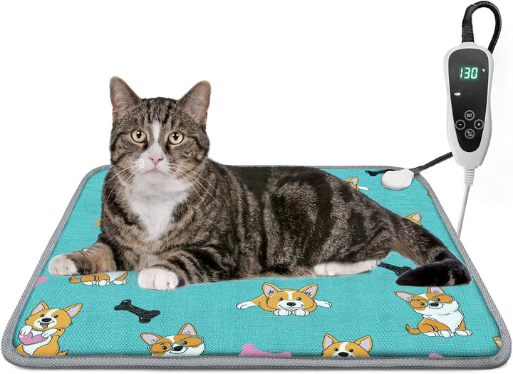 Large Dog Heating Pad 34X21In with Smart Thermostat Switch and Power Line Protection Tube,Obtained MET and UL Dual Certification,Waterproof Pet Heating Pad, Suitable for Dogs of All Ages