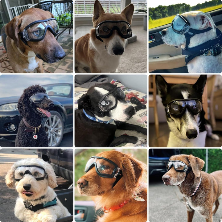 Dog Goggles Large Breed, Large Dog Sunglasses Eye Protection for Dogs Windproof Goggles for Medium Large Dog Riding Biking Driving, Clear