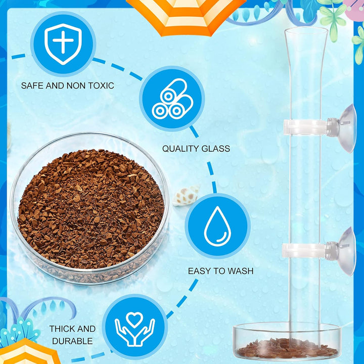 3 Pieces Shrimp Feeding Tube and Dish Set, Include Glass Shrimp Feeder Tube and 2 Aquarium Dish Bowl Fish Tank Feeding Supplies